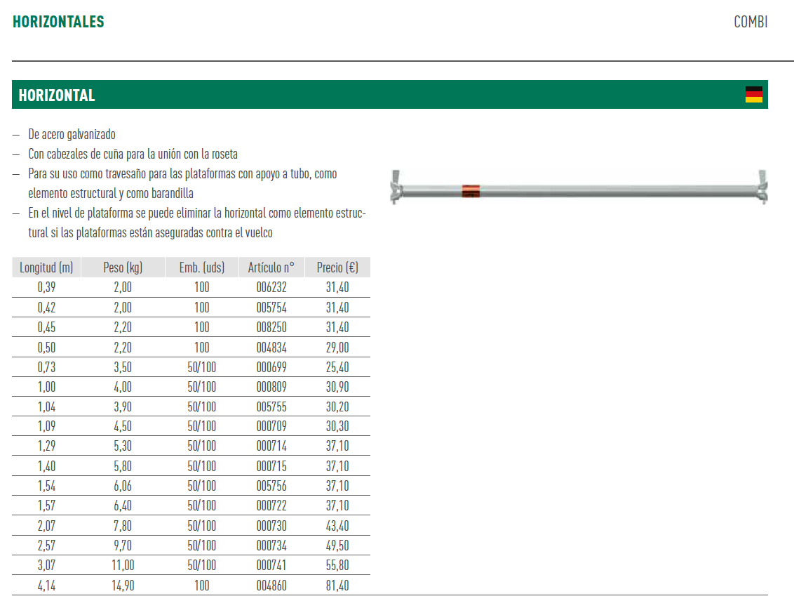 CO HORIZONTAL 1,09 M